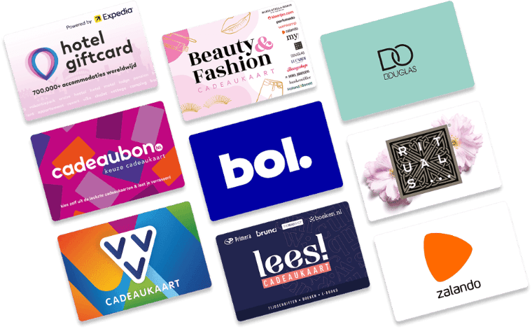 Een selectie van de beschikbare cadeaukaarten