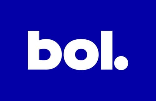 Cadeaukaart van bol. met het witte logo op een blauwe achtergrond