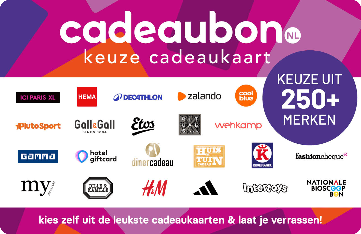 Keuze Cadeaukaart van cadeaubon.nl met keuze uit meer dan 250 merken