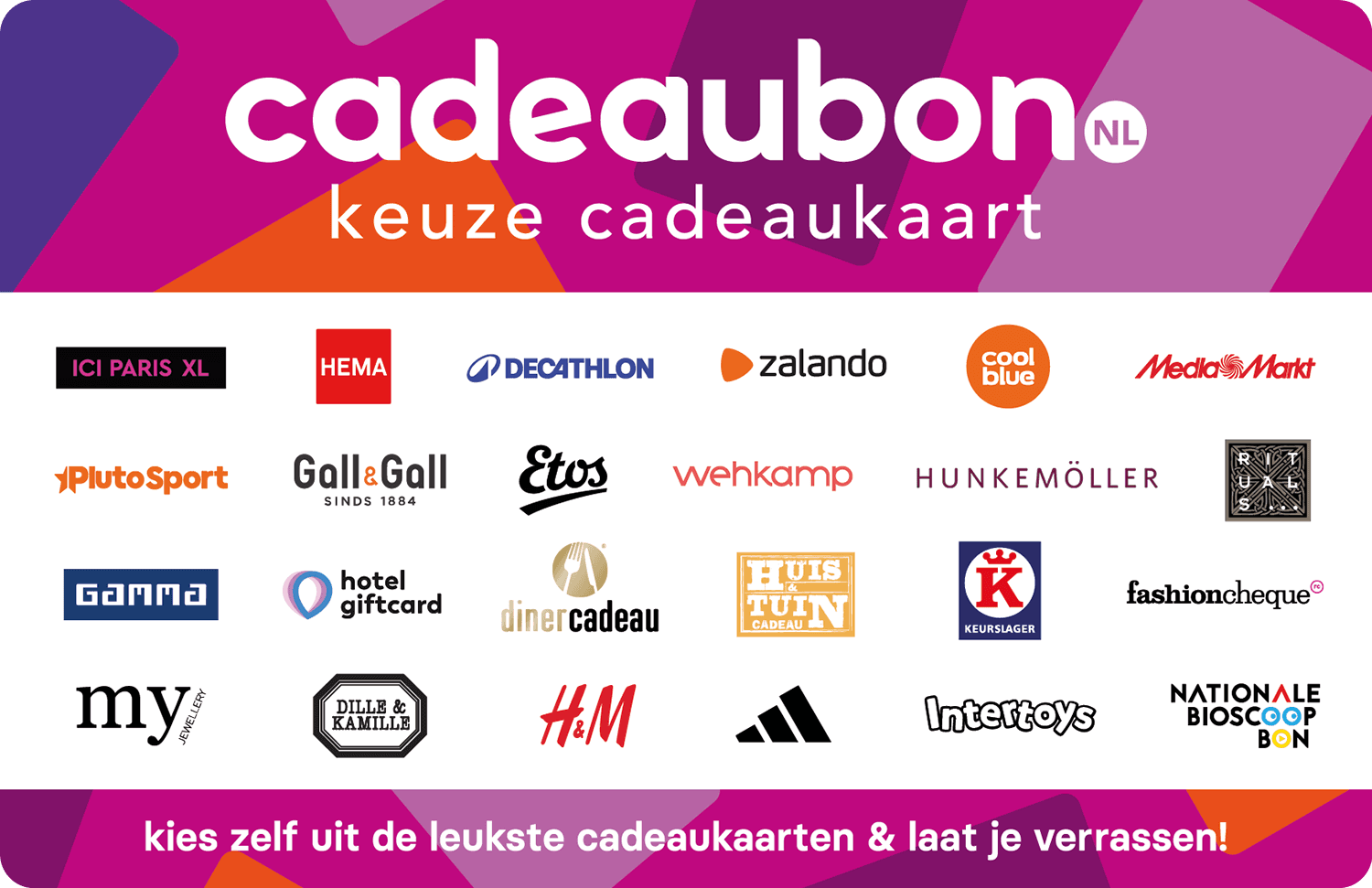Keuze Cadeaukaart van cadeaubon.nl met de logo's van de aangesloten merken
