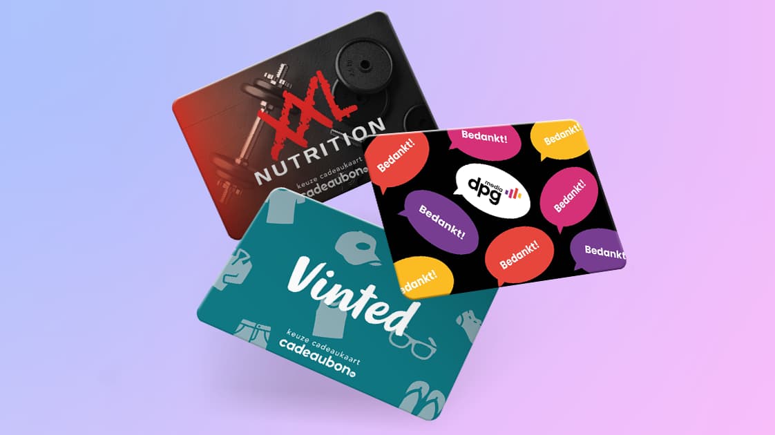 Cadeaukaarten met eigen opdruk: XXL Nutrition, DPG Media en Vinted