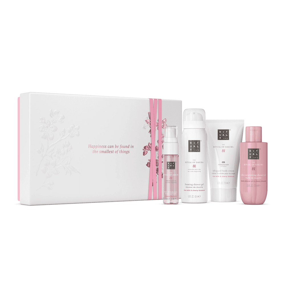 Rituals The Ritual of Sakura giftset maat S met witte geschenkdoos, mist, showergel, bodycream en shower oil