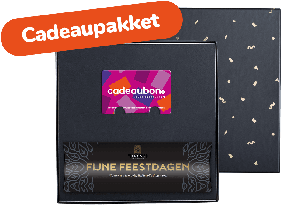 Cadeaupakket Tea Maestro 'Fijne feestdagen' met keuze cadeaukaart