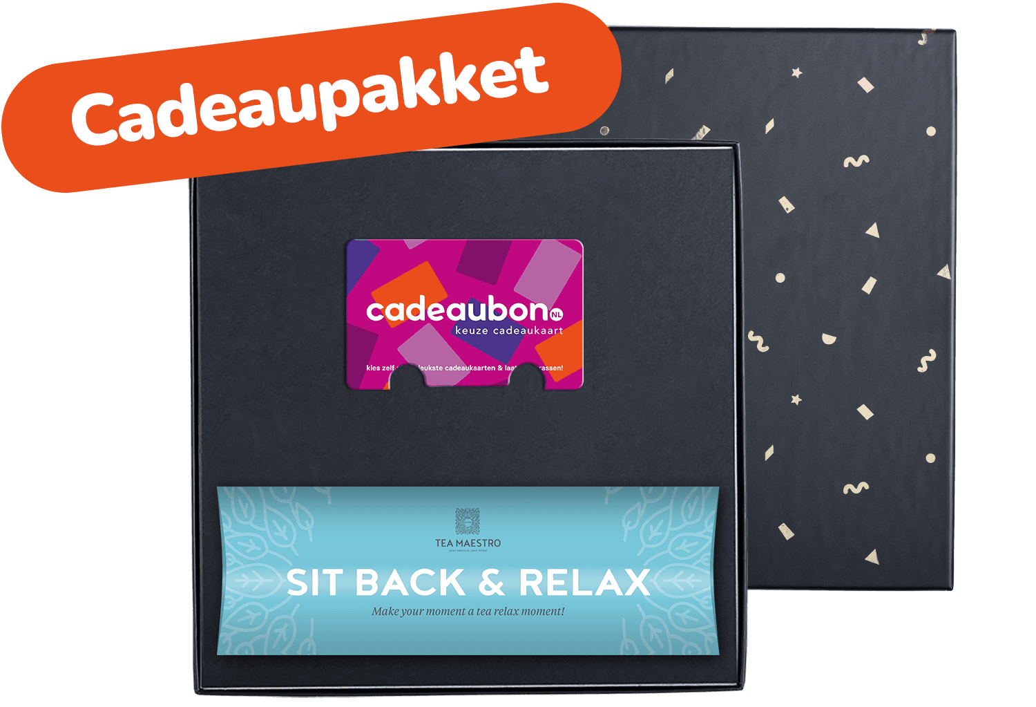 Cadeaupakket Tea Maestro 'Sit Back & Relax' met keuze cadeaukaart